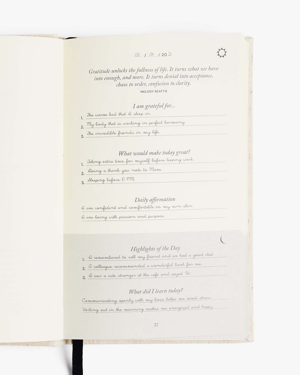 Gratitude Journal – Five Minute Daily Planner, Original Linen Cover
