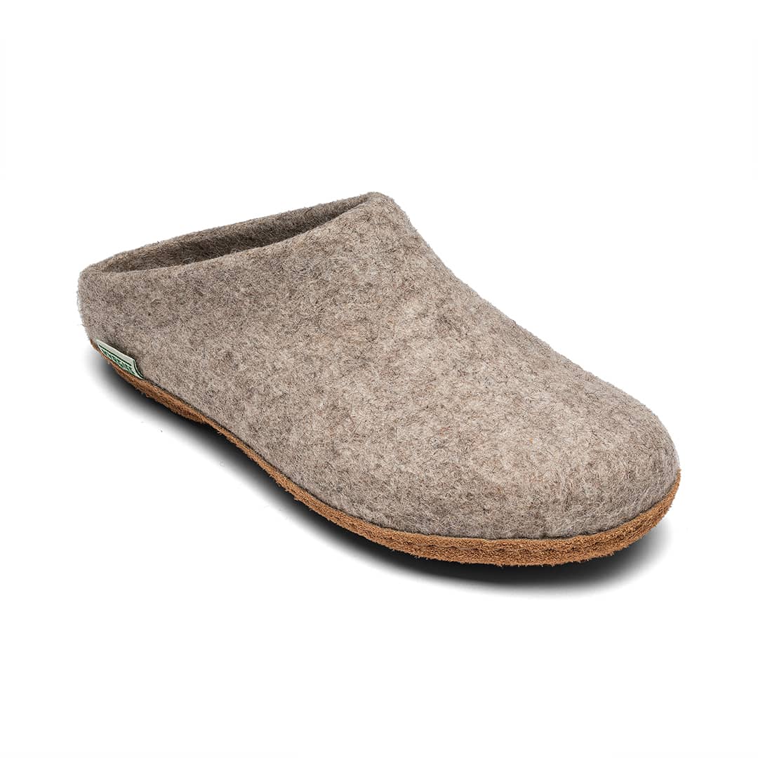 Women's Wool Slippers – Molded Sole, Low Back, Natural